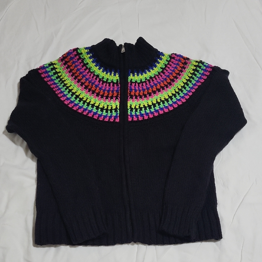 Ralph Lauren Black Cardigan with Vibrant Accents